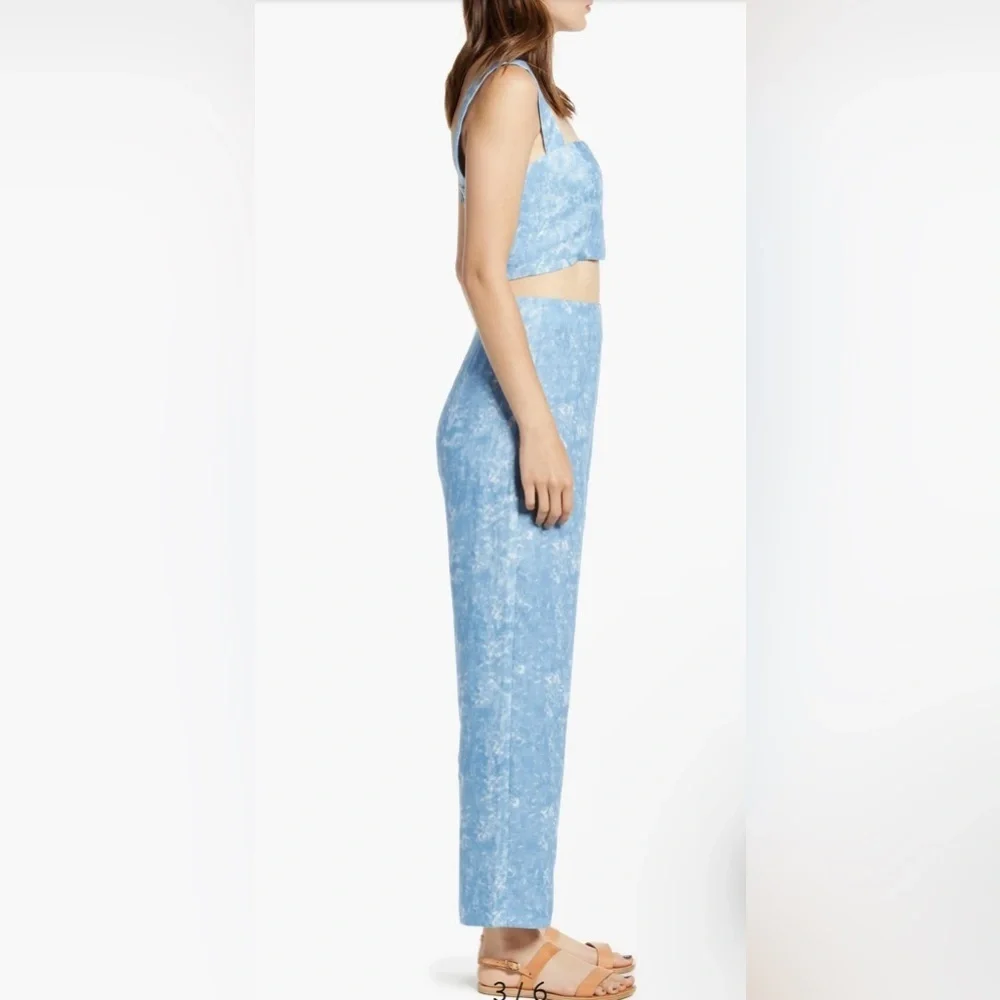 New! Reformation Mara 2–Piece Set Tie Dye Linen Cropped Top & Wide Leg 🩵 size 4